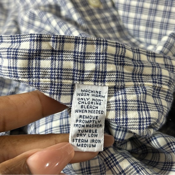 POLO Ralph Lauren Button Down Shirt Men's Yarmouth Blue Plaid Size Large Neck 16 - Picture 4 of 7